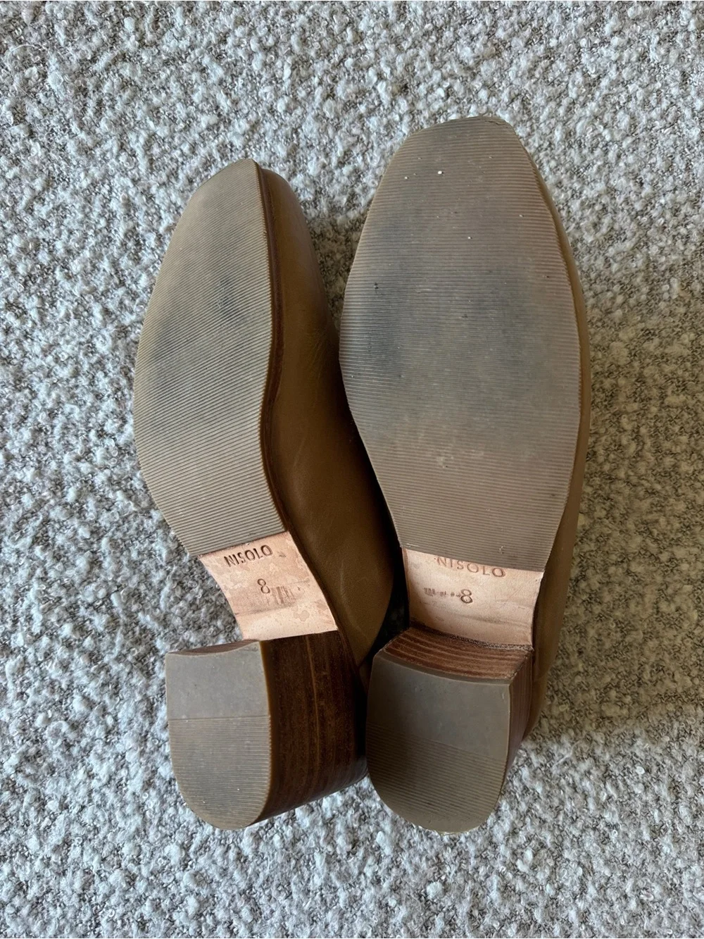 Nisolo Leather Block Heel Mules | Size 8 | Tan/Camel - Picture 5 of 5